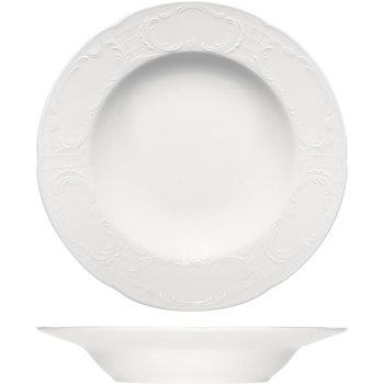 Тарелка глубокая «Моцарт»; фарфор; D=23,H=9см; белый