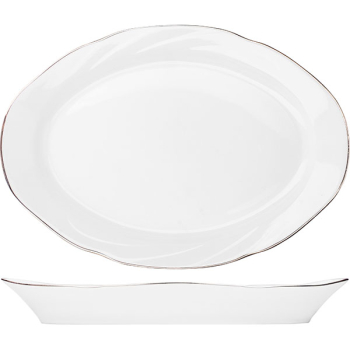 Блюдо овал. «Голубка»; фарфор; L=33,B=23.5см; белый,золотой