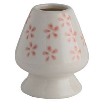 Подставка для бамбукового венчика Guang Fu Tea белая с цветами