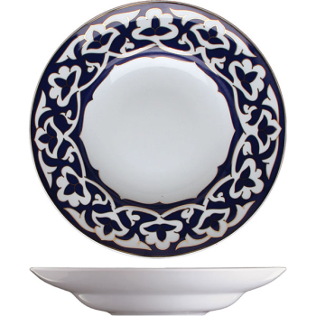 Тарелка глубокая «Восток Голд»; фарфор; 450мл; D=29.5,H=5.5см; синий,золотой