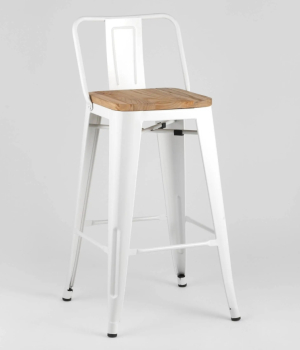 Стул полубарный TOLIX WOOD со спинкой белый глянцевый
