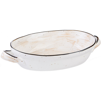 Блюдо овал.для запек.с ручк. «Пастораль»; фарфор; 1250мл; H=6,L=25/31,B=19см; оранжев.