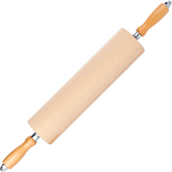 Фото Скалка с ручками; бук,сталь нерж.; D=8,L=35см; св. дерево Скалка с ручками; бук,сталь нерж.; D=8,L=35см; св. дерево