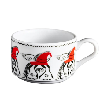 Чашка чайная Мезень Практик Кони 250 мл фарфор белый