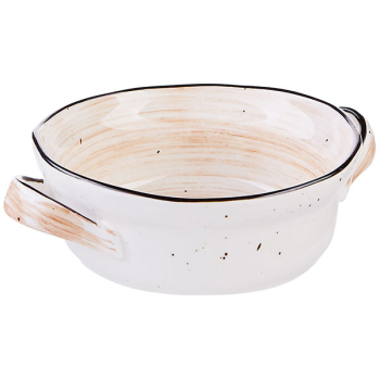 Блюдо для запек.с ручк. «Пастораль»; фарфор; 550мл; D=15.5,H=5,L=19.6см; оранжев.