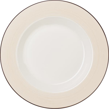 Блюдо  глубокое «Чино»; фарфор; 750мл; D=30,H=3.5см; белый,бежев.