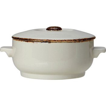 Бульонная чашка с крышкой «Браун дэппл»; фарфор; 425мл; белый,коричнев.