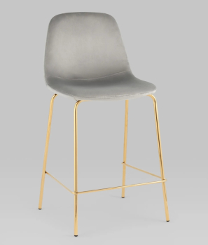 Стул полубарный Валенсия SN велюр серый золотые ножки