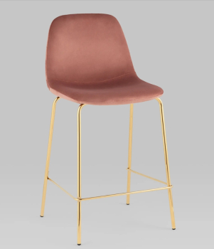 Стул полубарный Валенсия SN велюр розовый золотые ножки
