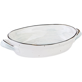 Блюдо овал.для запек.с ручк. «Пастораль»; фарфор; 1250мл; H=6,L=25,B=19см; зелен.