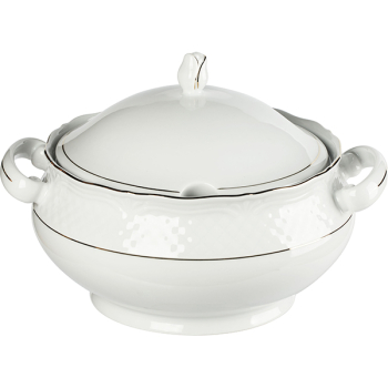 Супница «Афродита»; фарфор; 2.7л; D=29,H=19см; белый,золотой