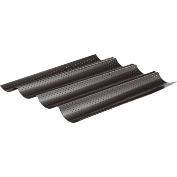 Форма для выпечки багетов перф.; сталь; H=2.5,L=38,B=33см; черный