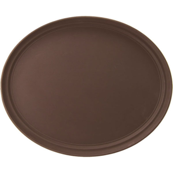 Поднос овальный; стеклопласт.,прорезин.; H=3.5,L=68.5,B=56см; коричнев.,серый