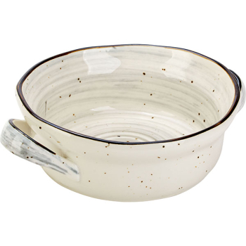 Блюдо для запек. с ручк. «Пастораль»; фарфор; 550мл; D=15.3,H=55,L=19.6см; серый