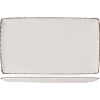 Блюдо прямоуг. «Браун дэппл»; фарфор; L=20,B=10см; белый,коричнев.