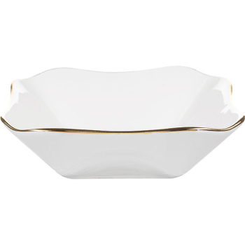 Салатник квадратный; фарфор; H=4,L=13.5,B=13.5см; белый,золотой
