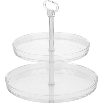 Этажерка 2-х ярусная д/десерта «Палладио» d=22/27см; стекло,пластик; H=26см; прозр.