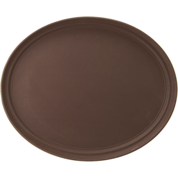 Поднос овальный; пластик,прорезин.; H=3.5,L=73.5,B=60см; коричнев.,серый