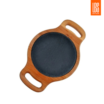 Блюдо для подачи LBS 15 см сланец на дереве с ручками от магазина ligabarshop.ru