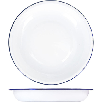 Тарелка глуб. эмалиров.; сталь; D=19.5см; белый,синий