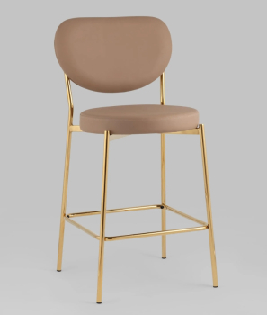 Стул полубарный Барбара NEW экокожа бежевая золотые ножки