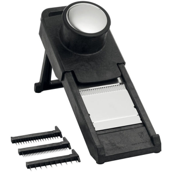 Мандолина +нож; пластик,сталь нерж.; H=13,L=41,B=14см; черный,металлич.