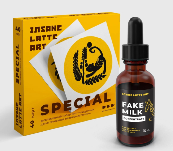 Комплект для латте-арта Insane Latte Art Fake Milk Concentrate + набор карточек SPECIAL