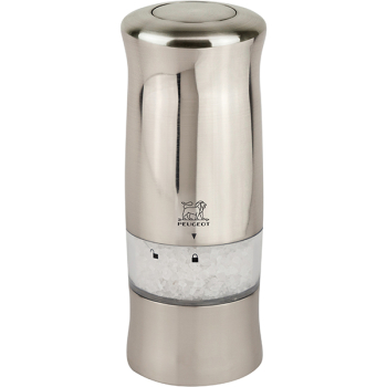 Мельница для соли электрич.(батарейки); пластик,сталь нерж.; H=14см; серебрист.