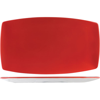 Блюдо «Фиренза ред»; фарфор; H=2,L=36,B=20.3см; красный,белый