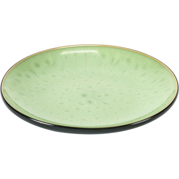 Тарелка «Пьюр»; керамика; D=16,H=2см; черный,зелен.