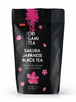 Японский чёрный чай Оригами с сакурой 50 г