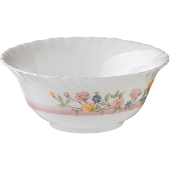 Салатник с цветн.декором; стекло; 270мл; D=12см; белый,разноцветн.