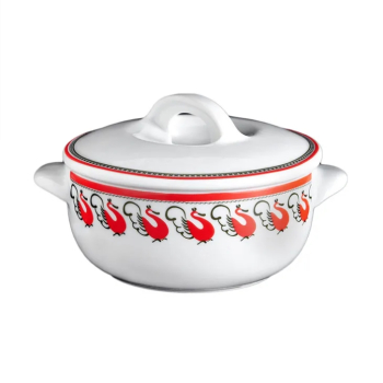 Горшок для запекания Мезень Классический Лебеди 350 мл фарфор белый