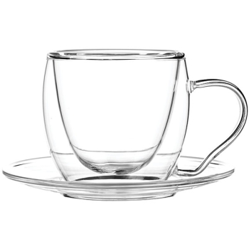 Кофейная пара 100 мл, двойные стенки, стекло