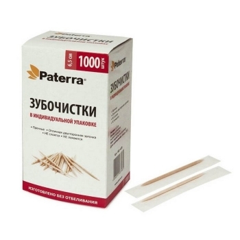 Зубочистки Paterra в индивидуальной п/п упаковке