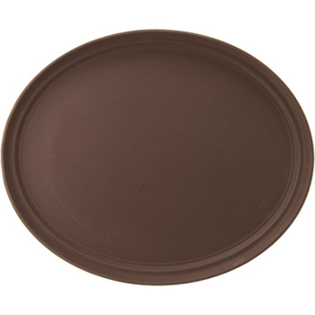 Поднос овальный; стеклопласт.,прорезин.; H=3.5,L=73.5,B=60см; коричнев.,серый