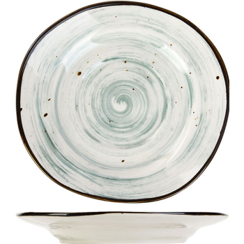 Блюдце «Пастораль»; фарфор; D=14см; зелен.