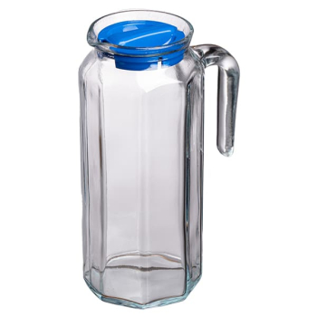 Кувшин с крышкой «Кошем»; стекло; 1л; H=220,L=125мм; прозр.,белый