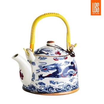 Чайник с желтой ручкой и драконом LBS 900 мл