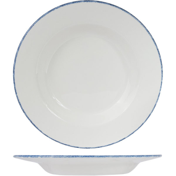 Блюдо круглое глубокое «Блю дэппл»; фарфор; 600мл; D=30,H=3.2см; белый,синий