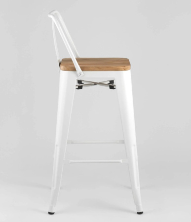 Стул полубарный TOLIX WOOD со спинкой белый глянцевый