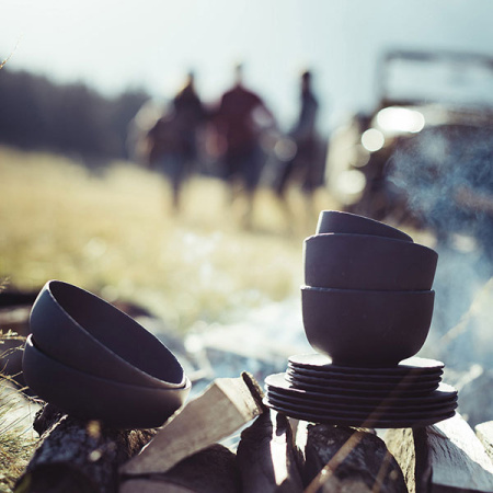 Салатник «Базальт»; фарфор; 700мл; D=17,H=5.5см; черный,матовый