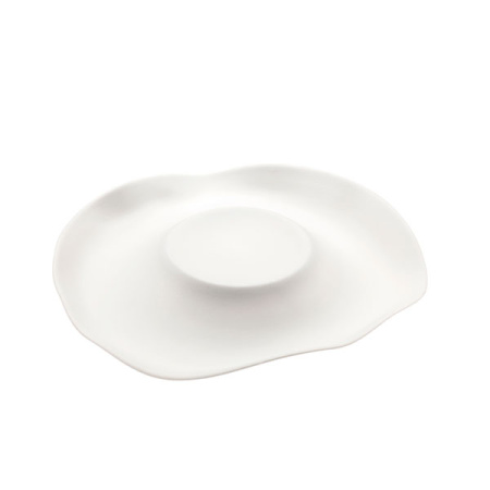 Блюдо сервир.;  ручная работа; фарфор; D=29,H=3см; белый