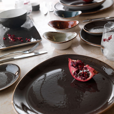 Тарелка пирожковая «Крафт»; фарфор; D=15.5,H=2,L=15.5,B=13см; серый