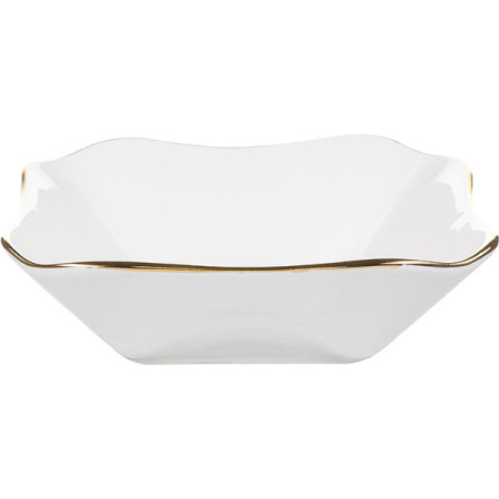 Салатник квадратный; фарфор; H=4,L=13.5,B=13.5см; белый,золотой