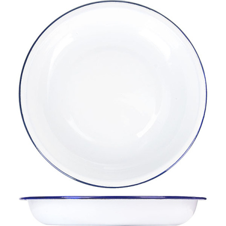 Тарелка глуб. эмалиров.; сталь; D=19.5см; белый,синий