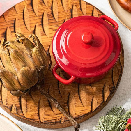 Горшок для запекания «Форно»; керамика; 200мл; D=10,H=9см; красный