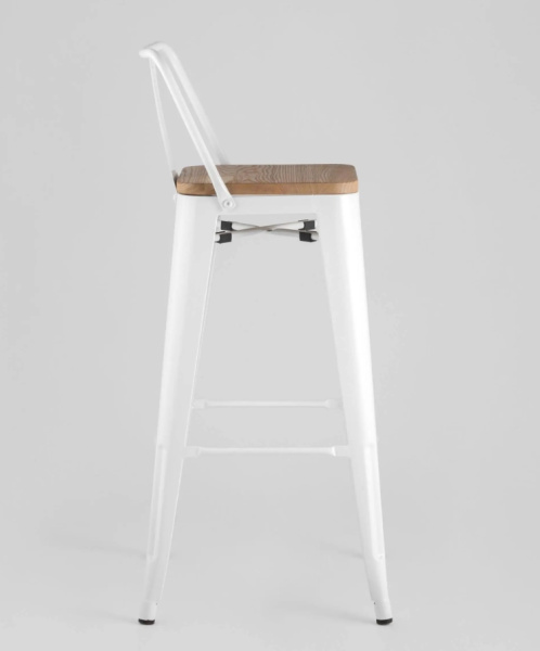Стул барный TOLIX WOOD со спинкой белый глянцевый