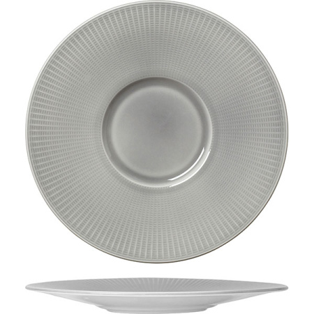 Тарелка мелкая с широк.бортом; фарфор; D=28.5см; серый