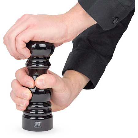 Мельница для перца метал.мех.; дерево,металл; D=5.5,H=18см; черный,серебрян.